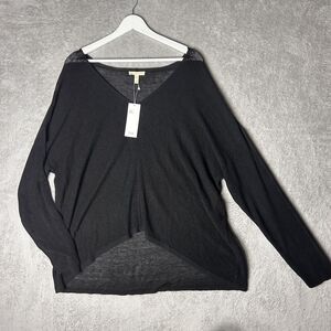 Eileen Fisher Black V-Neck Box Top Linen Tencel Size 2X $178 NWT